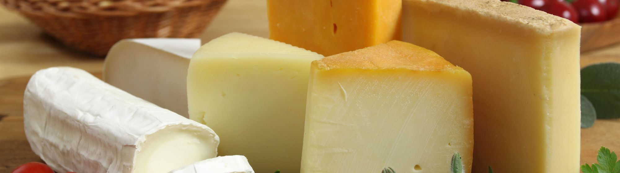 Various cheeses on a plate. 